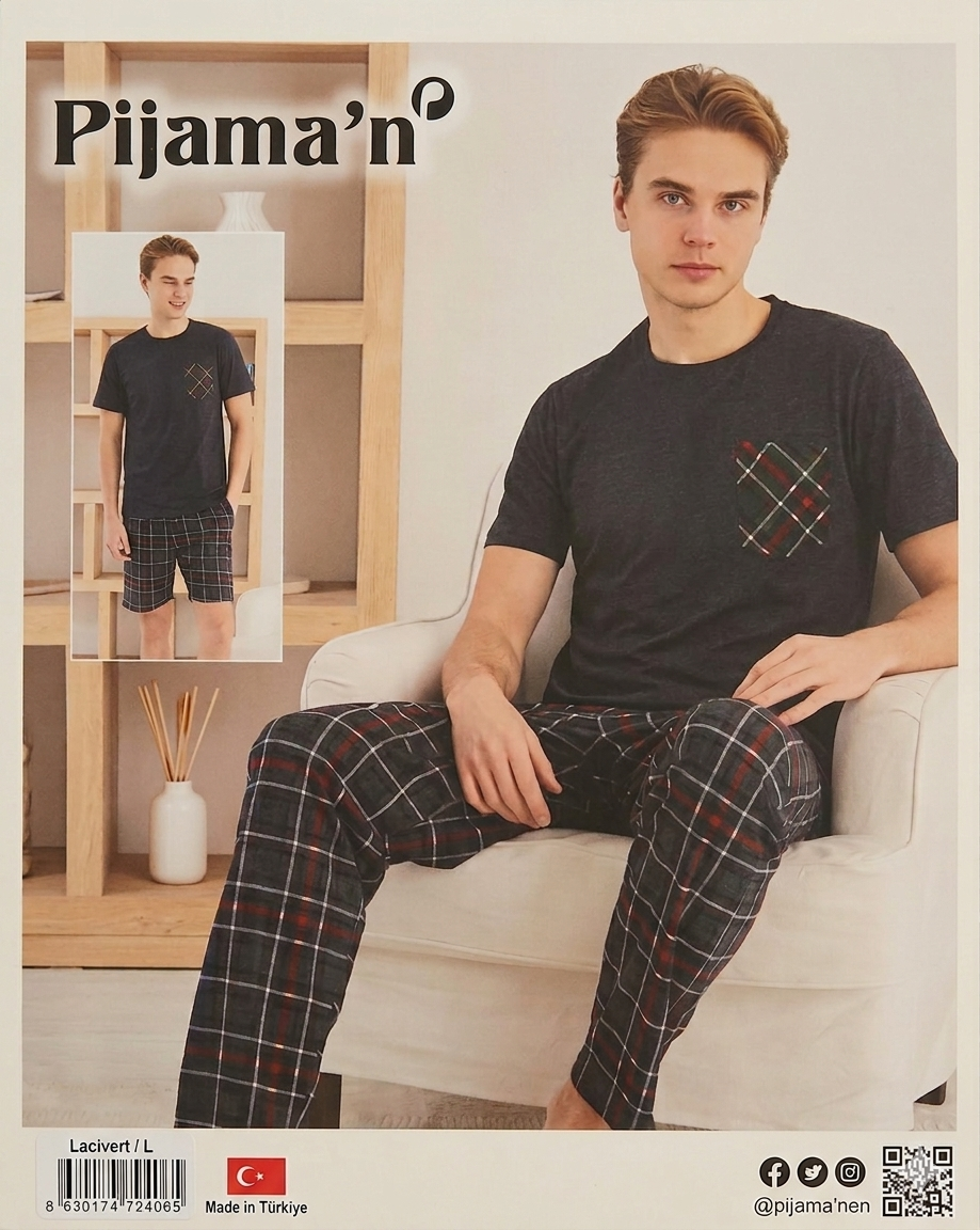 PİJAMONİ 3'LÜ 6145 ERKEK PİJAMA TAKIMI